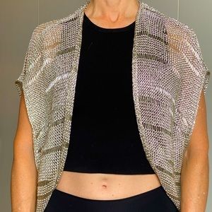 ALICE and OLIVIA cropped silver mesh women’s jacket